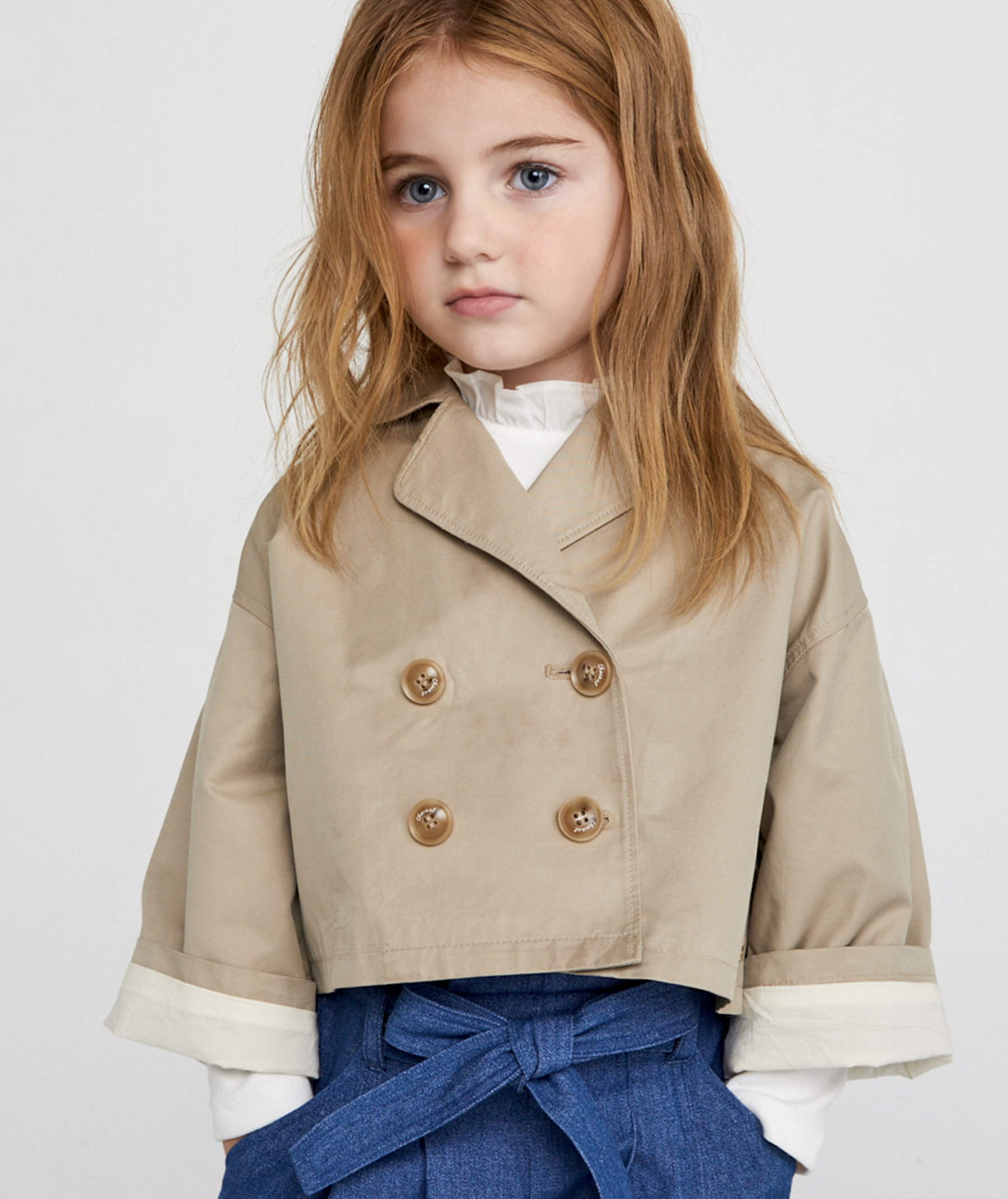 Cropped Trench Jacket Beige